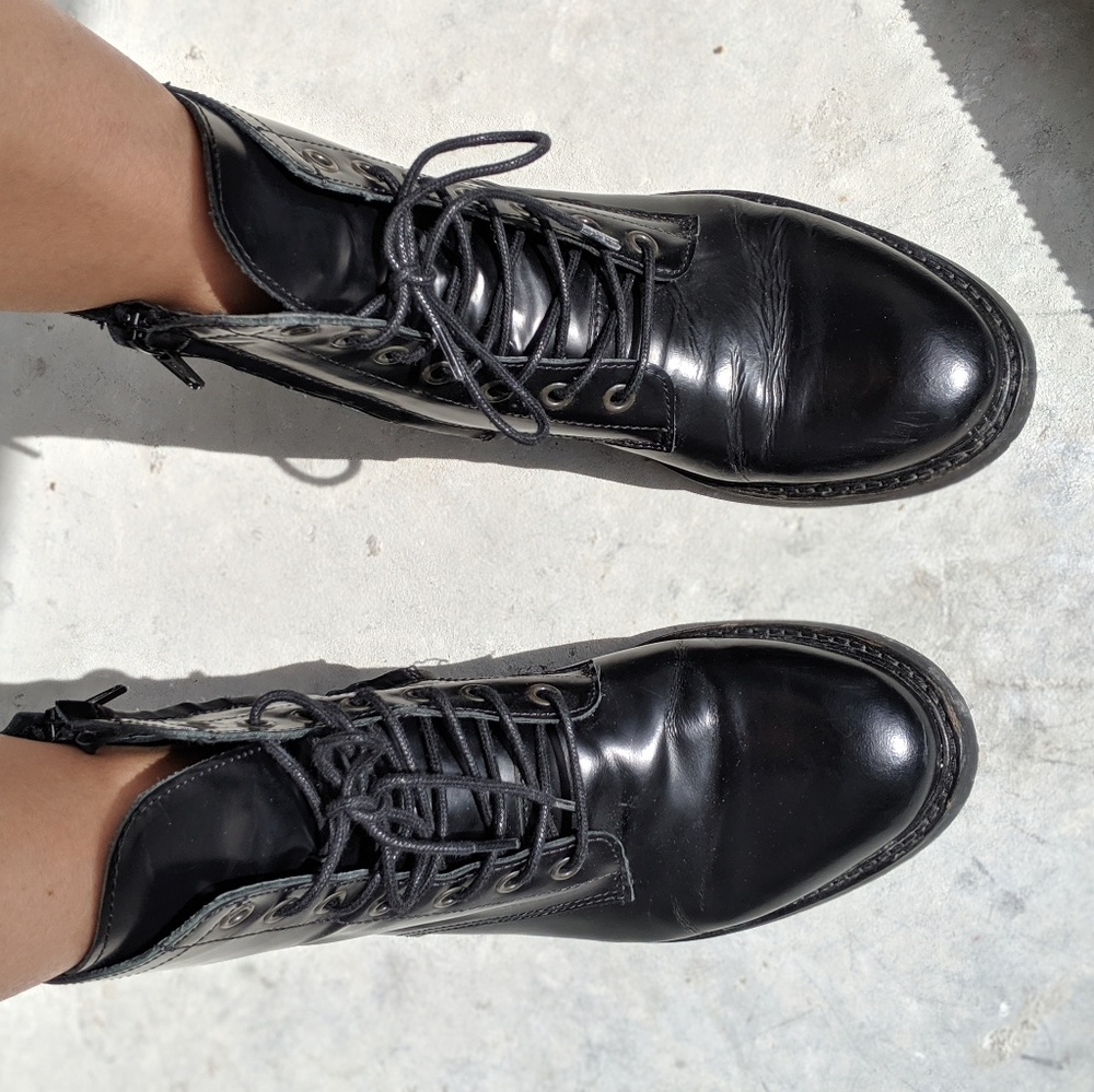 Black Leather Combat Boots